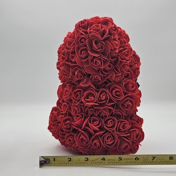 Always And Forever Faux Rose Flower Bear Figure Valentines Day Gift Red 9 in - Picture 11 of 11